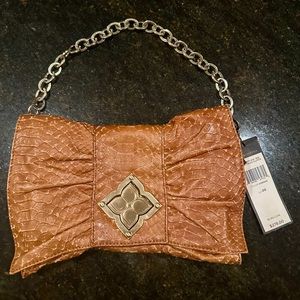 Bcbg Maxazria Snakeskin-Effect Leather Bow Clutch - image 1